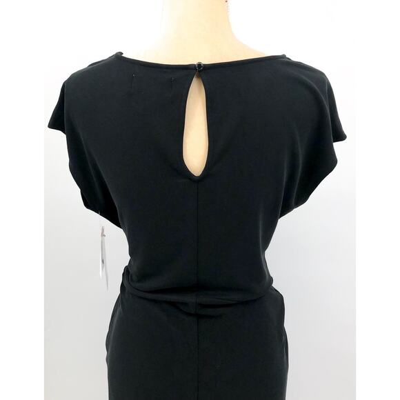 NORDSTROM RACK Side Knot Midi Dress Small Black Modal Blend Cap Sleeve NWT - Picture 8 of 8